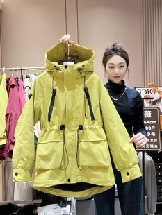 2024秋冬新款韩版夹棉风衣外套女宽松显瘦连帽中长款二棉冲锋衣潮