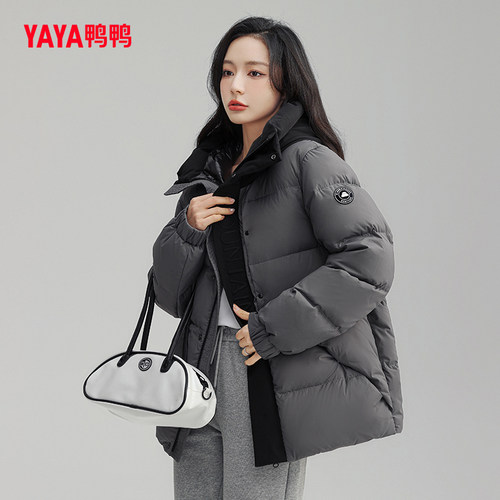 鸭鸭连帽羽绒服女外套