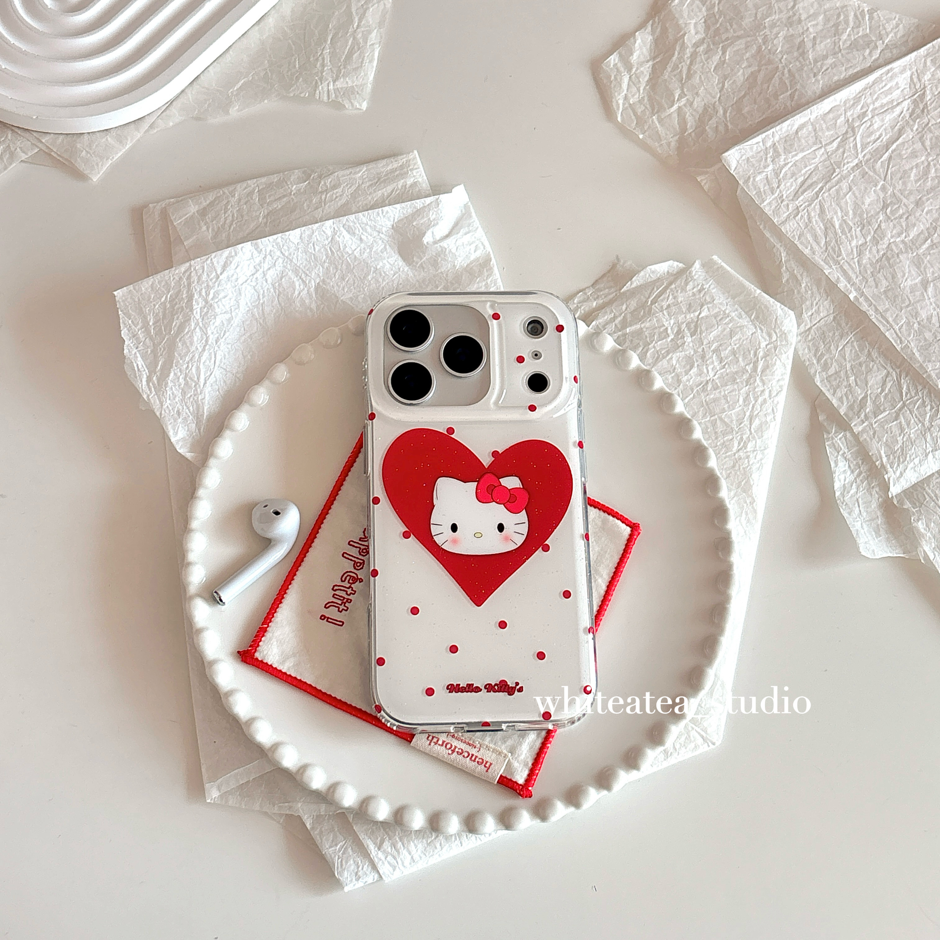 盐白茶ins简约可爱细闪白底红波点爱心kt猫适用苹果17ProMax手机壳iPhone16小众15新款14高级感13卡通保护套,3C数码配件,手机保护套/壳,淘宝优惠券,粉丝福利购,淘宝优惠卷