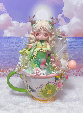 正版泡泡玛特DIY奶油胶水杯/首饰盒/包包送女友潮玩公仔生日礼物