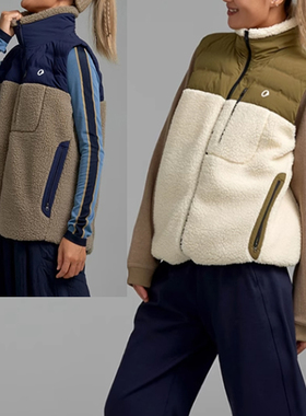 渃素然男女同款新品冬季保暖羊羔绒拼接羽绒服马甲A0233DO16