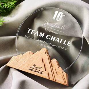 2025新款山峰大气水晶奖杯定制年会优秀员工高端创意冠军奖牌定做