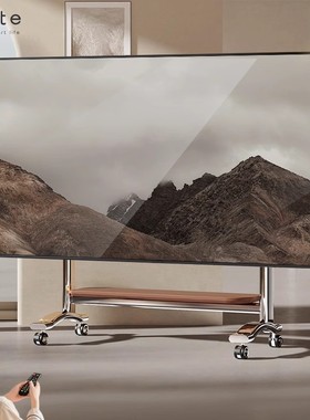 CABTE电视移动支架可移动电视柜客厅实木推车低趴艺术架55-100寸