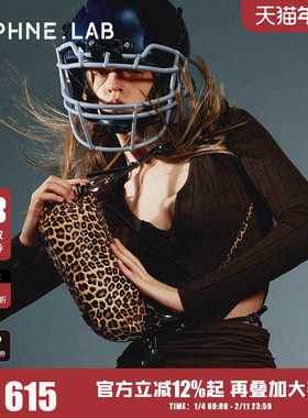 DAPHNE LAB25SS 豹纹色毒牙包单肩头层牛皮法棍包单肩包斜跨包女