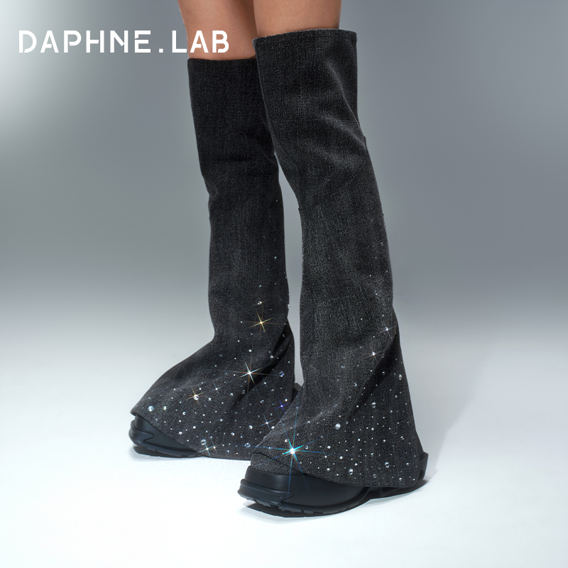 DAPHNELAB方糖过膝靴小裤管