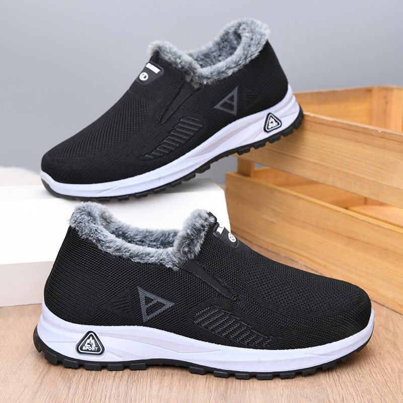 冬季老北京棉鞋男加绒保暖爸爸鞋加厚防滑父亲鞋棉靴软底防寒短靴