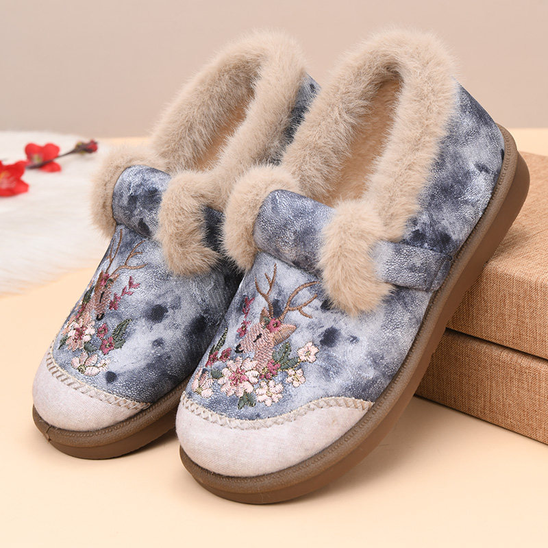 冬季老北京棉鞋女加绒保暖绣花妈妈鞋加厚防滑雪地靴防寒奶奶棉靴,女鞋,时尚雪地靴,淘宝优惠券,粉丝福利购,淘宝优惠卷