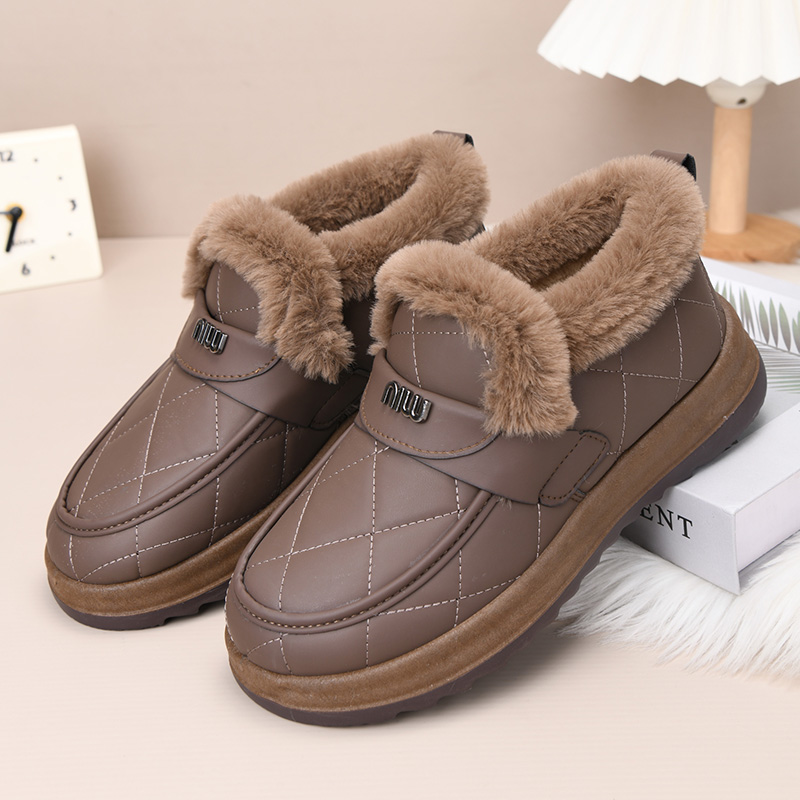 老北京棉鞋女冬季皮面加绒保暖妈妈鞋短靴加厚防寒女士棉靴休闲鞋