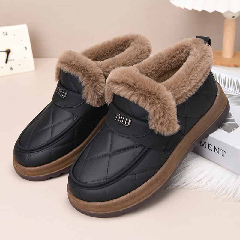老北京棉鞋女冬季皮面加绒保暖妈妈鞋短靴加厚防寒女士棉靴休闲鞋