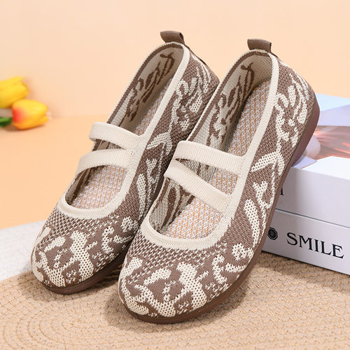 夏季新款老北京布鞋女浅口透气轻便妈妈鞋软底绣花一脚蹬休闲单鞋