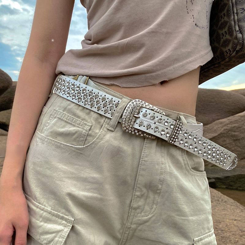 女士Y2K水钻皮带欧美风格