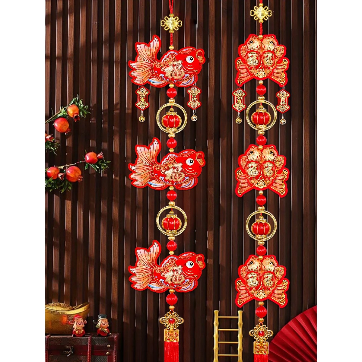 新年转运珠挂饰过年装饰品挂件锦鲤福鱼乔迁新居客厅布置春节挂串