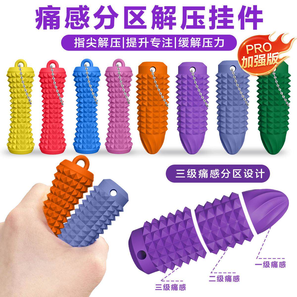 创意手握感官多动缓解焦虑解压神器提高专注力硅胶指尖钥匙扣玩具