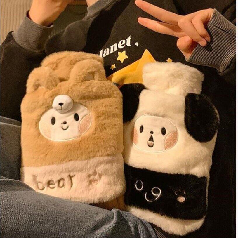 毛绒注水防爆热水袋痛经女生用插手加厚暖水袋可拆洗暖手宝暖肚子
