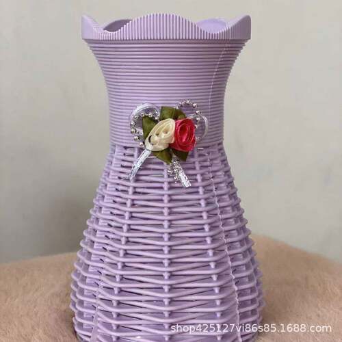 塑料花篮 防藤编设计耐用摔不坏仿真花插花瓶