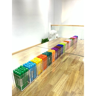 笔筒放水彩铅画笔儿童书桌置物架学生美工区分格文具马克笔收纳盒