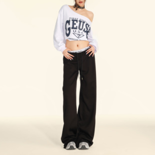 弹力显瘦百搭垂感阔腿裤 休闲秋季 无须抽绳卫裤 worxurnn