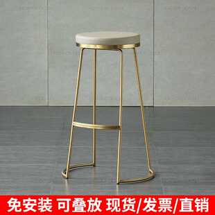 北欧铁艺吧凳吧椅创意家用凳子吧台凳高脚凳金色椅55水酒吧餐桌椅