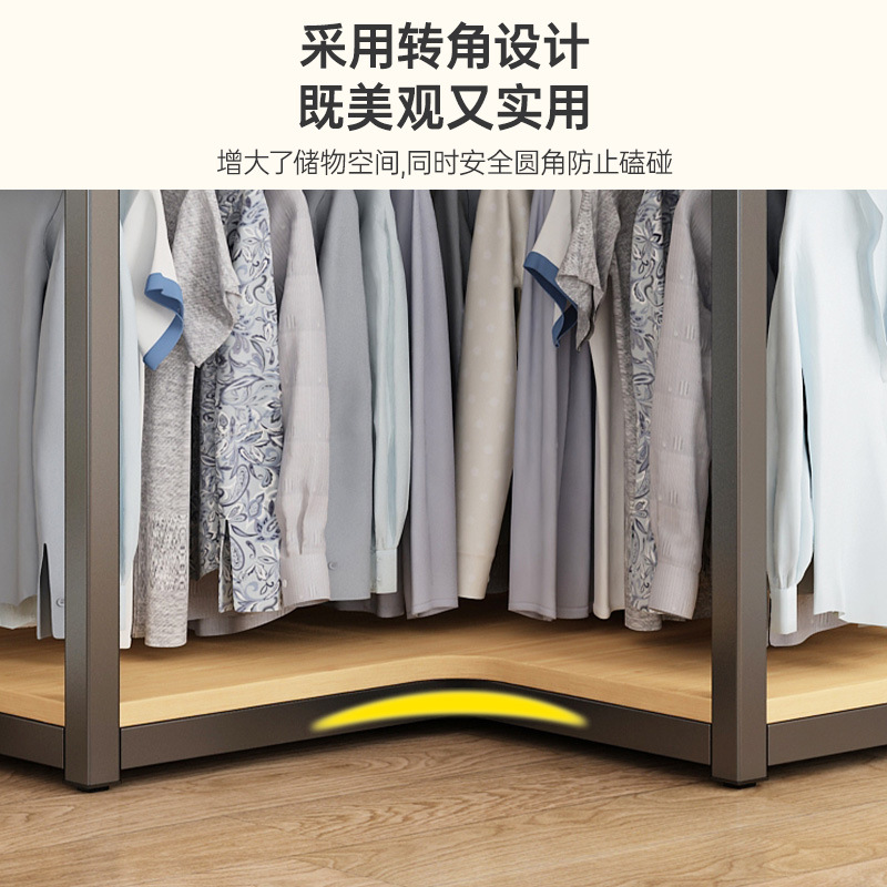 衣柜简易落地卧室家用金属挂衣柜衣帽间全不锈钢衣帽架子组装衣橱