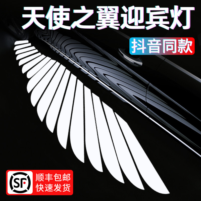 通用天使之翼迎宾灯后视镜翅膀车门照地灯通用氛围灯W改装件倒车