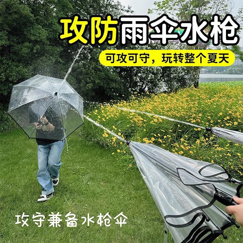透明可以喷水的雨伞喷水枪创意儿童户外玩具打水仗专用神器抽拉式