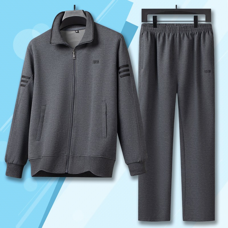 春秋季中老年男士运动套装老年人运动服两件套宽松爸爸休闲运动