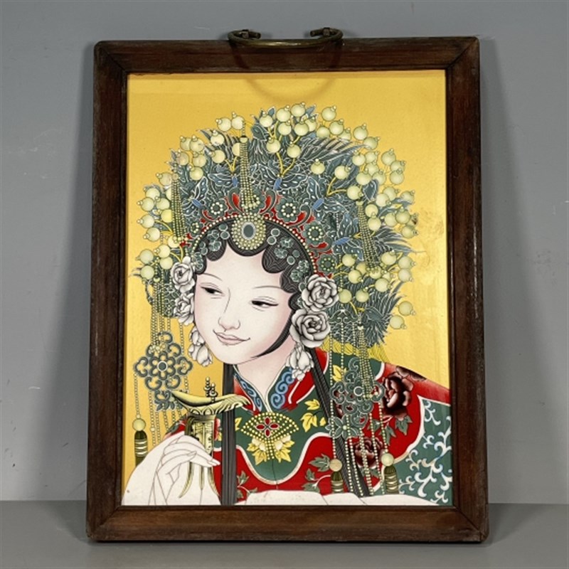 名家大作粉彩i花卉图挂屏瓷板画摆件 家居装饰品摆件收藏