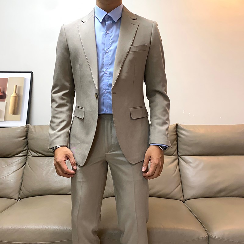 秋季新款商务休闲西装男套装两件套潮流韩版修身新郎礼服男士西服