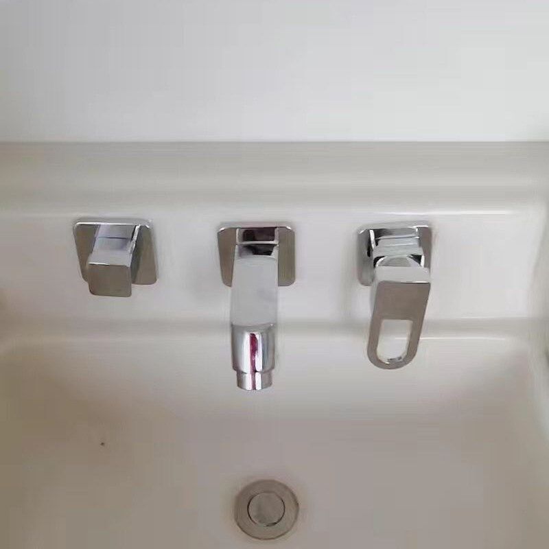 面盆抽拉三件套洗脸盆三孔配件分体式龙头入墙式水龙头冷热分体