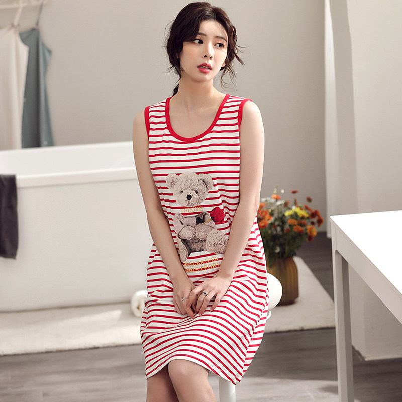 夏季背心睡裙女士纯棉吊带睡x衣少女宽松加大码200斤全棉连衣裙