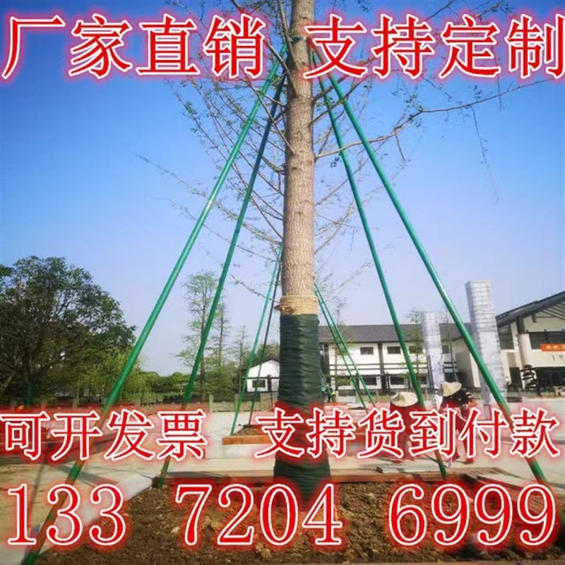 镀锌钢管树木支撑架绿色烤u漆大树防风支架行道树苗木支撑杆固定