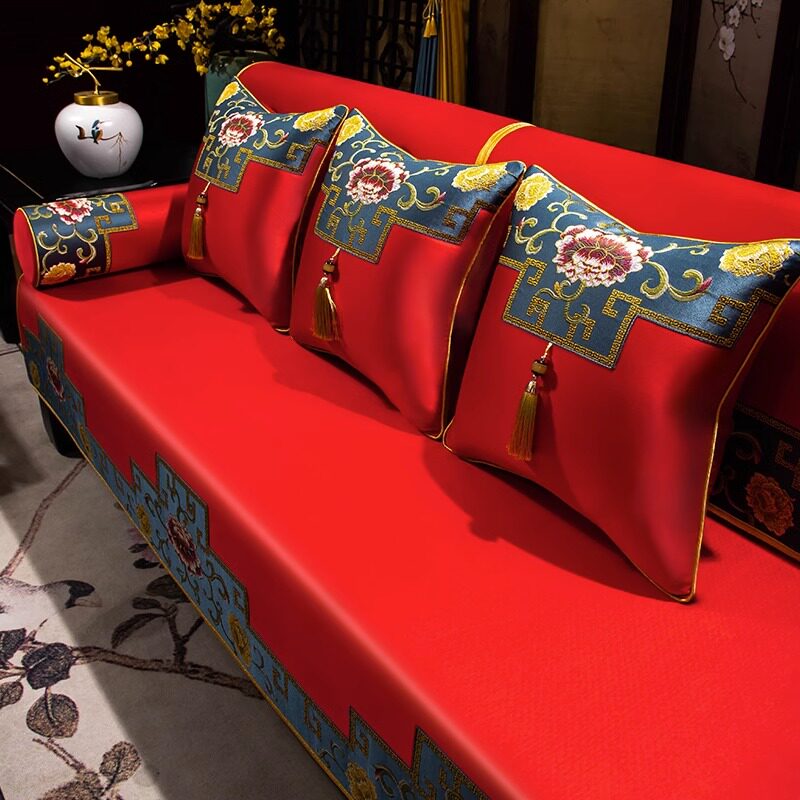 中式沙发垫套罩防滑靠背巾高档红木沙发坐垫盖巾罗汉.床垫子定制