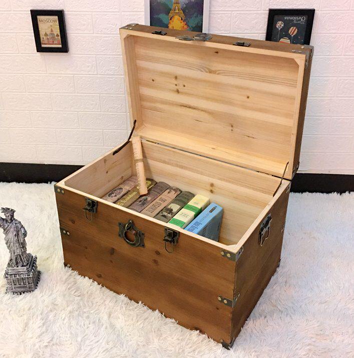 复古原木箱带锁实木箱定制仿古箱子装饰旧木箱超大号储物箱收纳箱