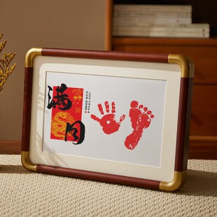 周岁手足印字画满月拍照道具蛇年宝宝百I天纪念品新生婴儿出生礼