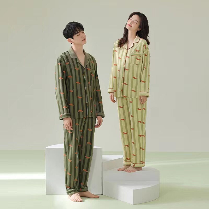 情侣睡衣女春秋款长袖纯棉男女士A家居服休闲宽松2024新款居家套