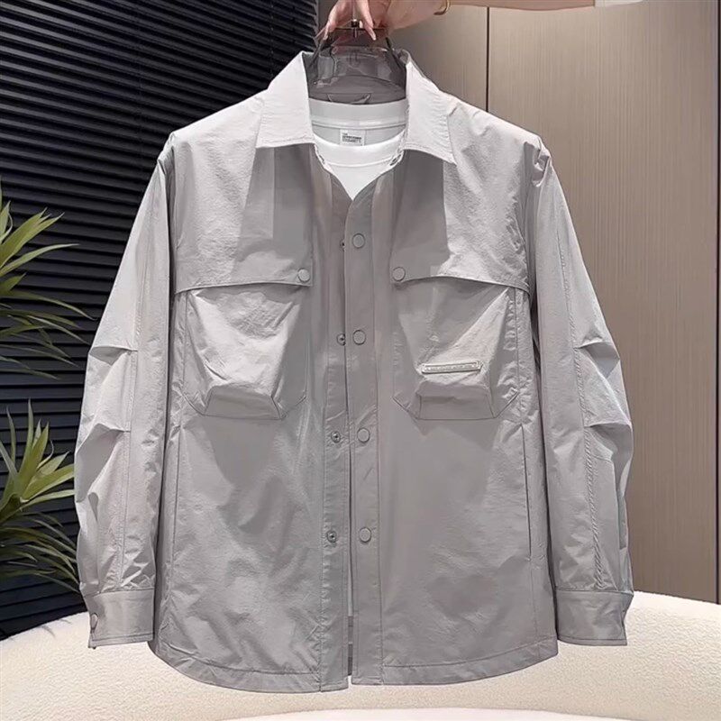 高级感长袖衬衫男款春夏款2025新款防晒夹克外套男士工装衬衣薄款