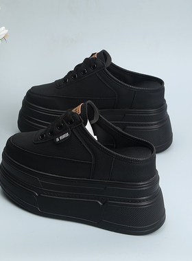 内增高10cfm包头半拖鞋女外穿2024新款松糕厚底小个子一脚蹬懒人