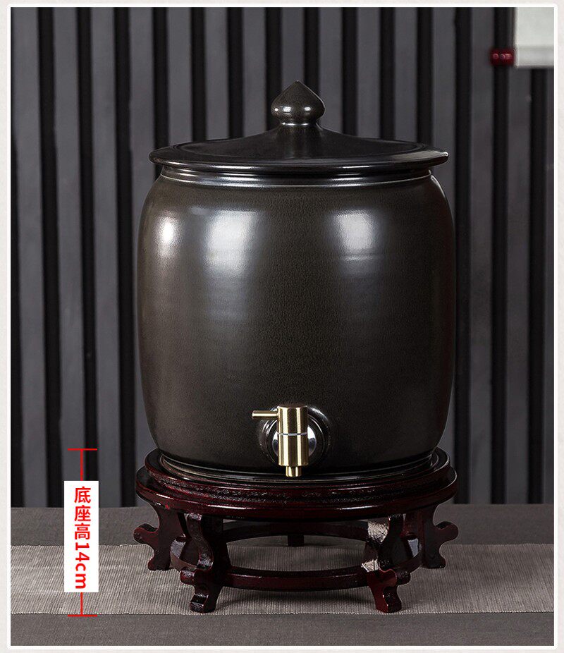 陶瓷水缸储水罐家用厨房泡茶水桶10 15 20升功夫茶抽水油缸带龙头