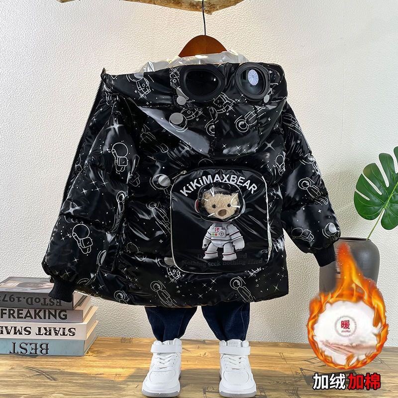 男童羽绒棉服免洗外套2024新款儿童秋冬装宝宝洋气加绒加厚棉衣袄