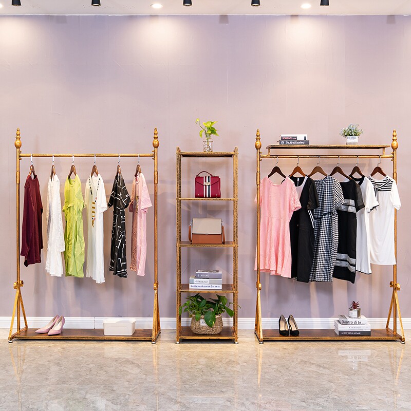 复古服装店展示架男女装s店货架陈列架衣服店服装架子落地式挂衣