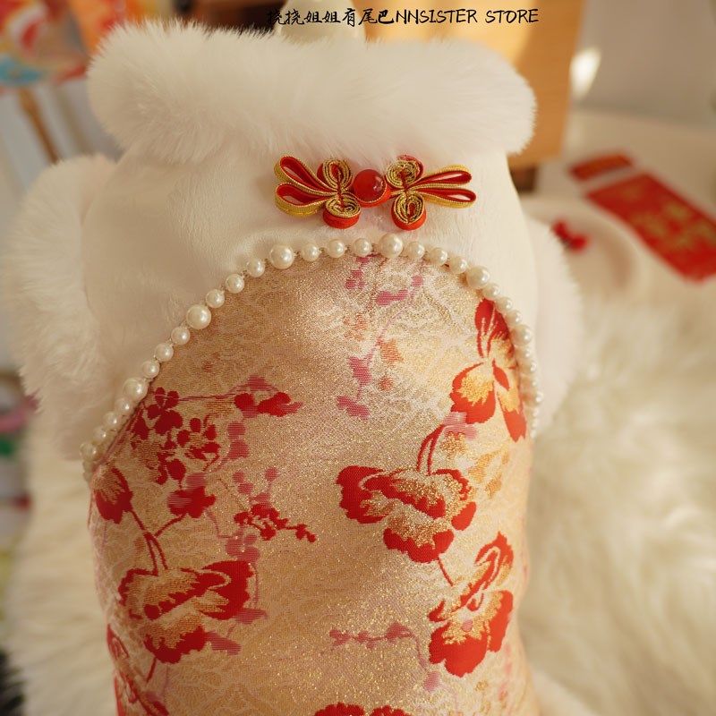 小猫咪新年唐装布偶秋冬季加绒厚保暖马甲宠物狗狗过年棉衣服旗袍
