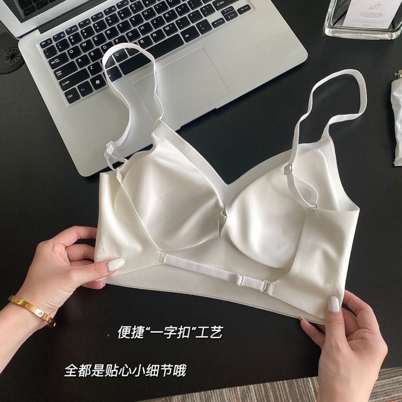 夏季美背无痕g内衣女交叉挂脖一字扣聚拢文胸薄款无钢圈胸罩汕头