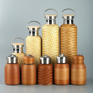 手工竹丝竹编保温杯便携大容量泡茶杯复古水杯焖茶壶热水壶保温瓶