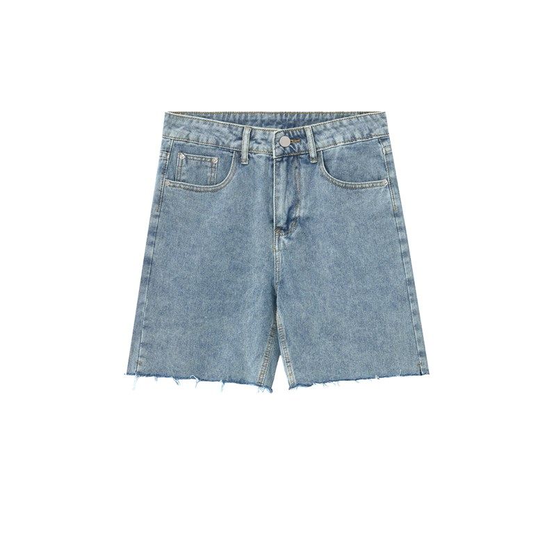 五分裤直筒裤复古男生牛仔裤宽松短裤潮流浅蓝色百搭中裤2025新款