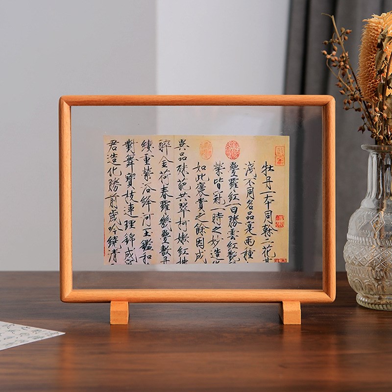 黑胡桃实木磁吸相框摆台5五6六z7七8八寸标本透明展示架小画框装