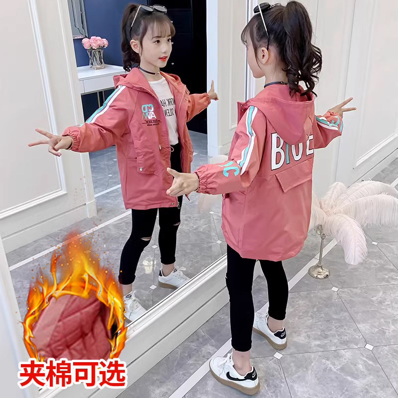 女童秋冬外套2023新款大童洋派韩版运动加厚修身上衣儿童发夹棉风