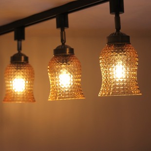 艾明丽北欧极简日式导轨简约复古怀旧民宿吧台玄关入户铜玻璃灯