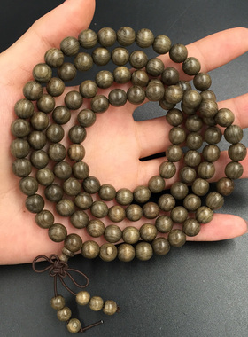 精品金丝楠阴沉木佛珠8mm108颗手链绿料手工打磨手串男女情侣款