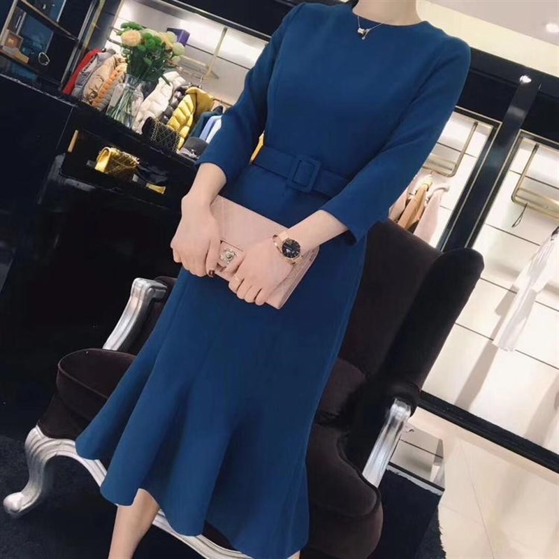 春装2023年新款女气质洋装中长版正式场合显瘦显高鱼尾裙优雅