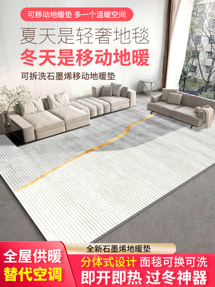 石墨烯电加热地毯客厅地板加热垫家用可拆卸可洗移动卧室加热地毯